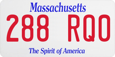 MA license plate 288RQ0