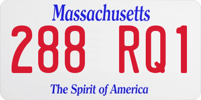 MA license plate 288RQ1