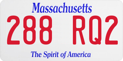 MA license plate 288RQ2