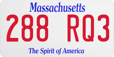 MA license plate 288RQ3
