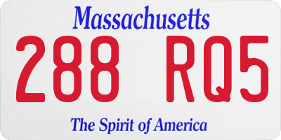 MA license plate 288RQ5