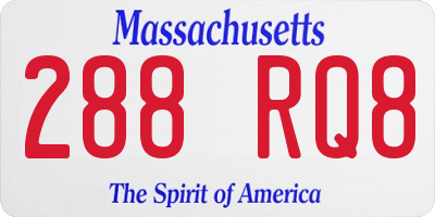 MA license plate 288RQ8