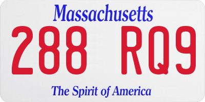 MA license plate 288RQ9
