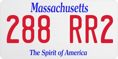 MA license plate 288RR2