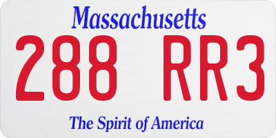 MA license plate 288RR3