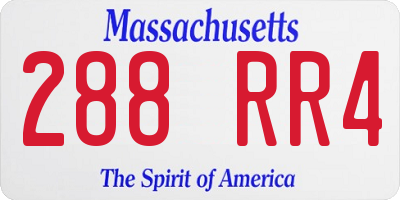 MA license plate 288RR4