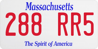 MA license plate 288RR5