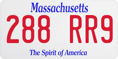MA license plate 288RR9