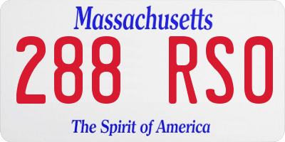 MA license plate 288RS0