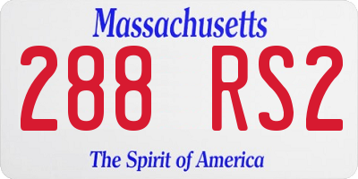 MA license plate 288RS2