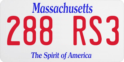 MA license plate 288RS3
