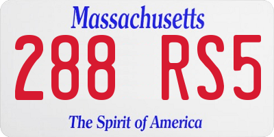 MA license plate 288RS5