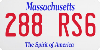 MA license plate 288RS6