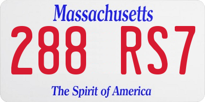 MA license plate 288RS7