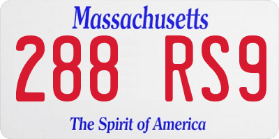 MA license plate 288RS9