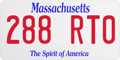 MA license plate 288RT0