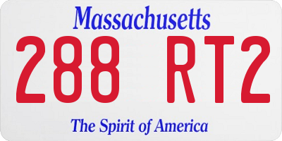 MA license plate 288RT2