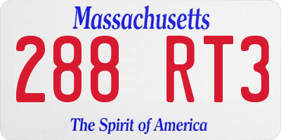 MA license plate 288RT3