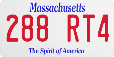 MA license plate 288RT4
