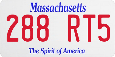 MA license plate 288RT5