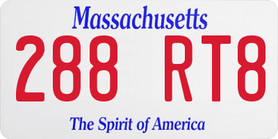 MA license plate 288RT8