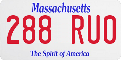 MA license plate 288RU0
