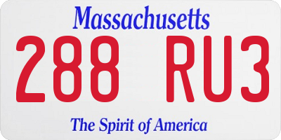 MA license plate 288RU3