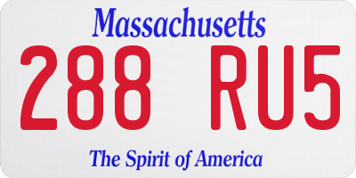 MA license plate 288RU5
