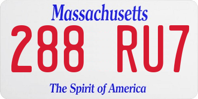 MA license plate 288RU7