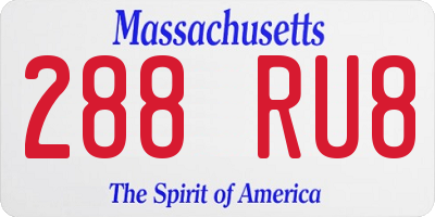 MA license plate 288RU8