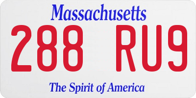 MA license plate 288RU9
