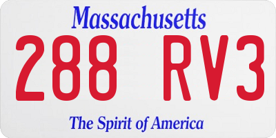 MA license plate 288RV3