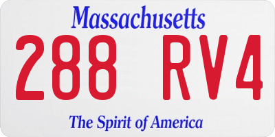 MA license plate 288RV4