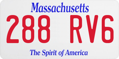 MA license plate 288RV6