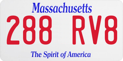 MA license plate 288RV8