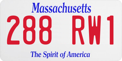 MA license plate 288RW1