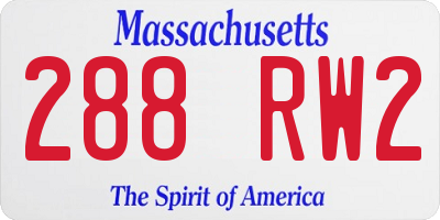 MA license plate 288RW2