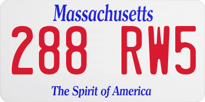 MA license plate 288RW5