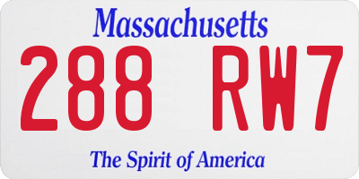 MA license plate 288RW7