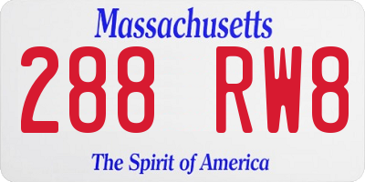 MA license plate 288RW8