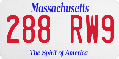 MA license plate 288RW9