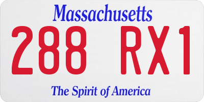 MA license plate 288RX1
