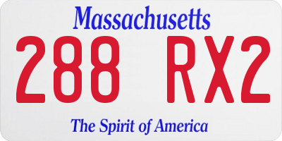 MA license plate 288RX2