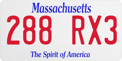 MA license plate 288RX3