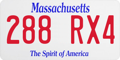 MA license plate 288RX4