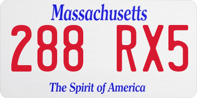 MA license plate 288RX5