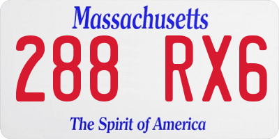 MA license plate 288RX6