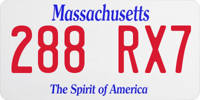 MA license plate 288RX7