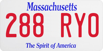 MA license plate 288RY0