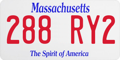 MA license plate 288RY2